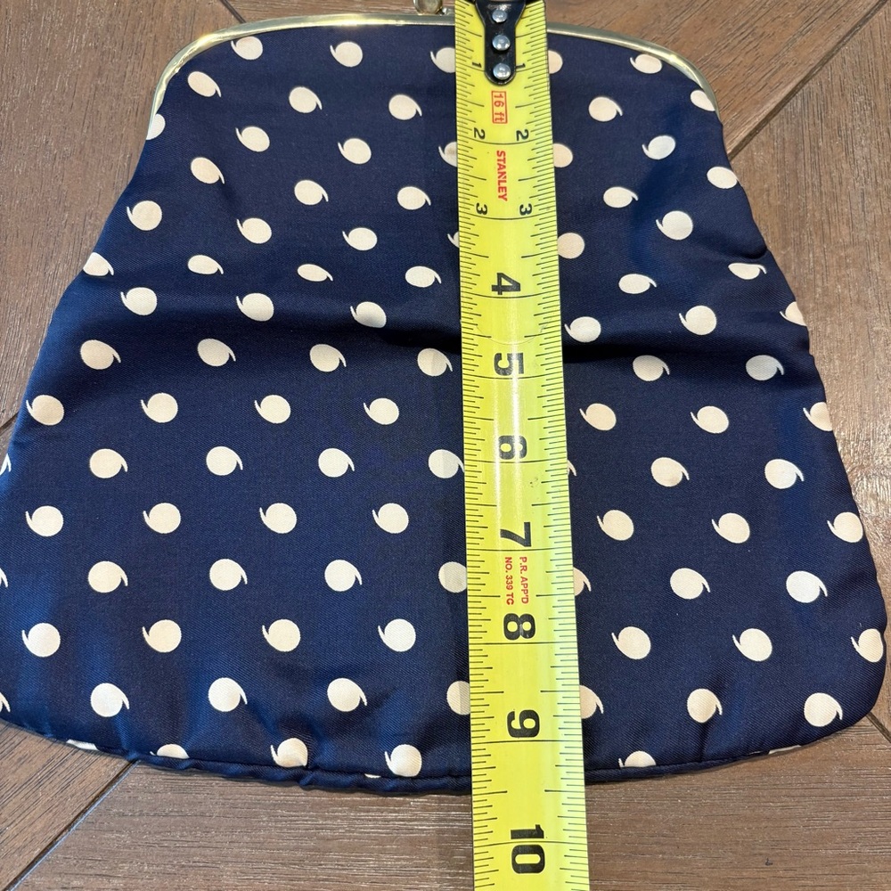 Vintage Ingber Foldable Clutch Purse Kiss-Close blue and white polka dots 1950s - Picture 8 of 8